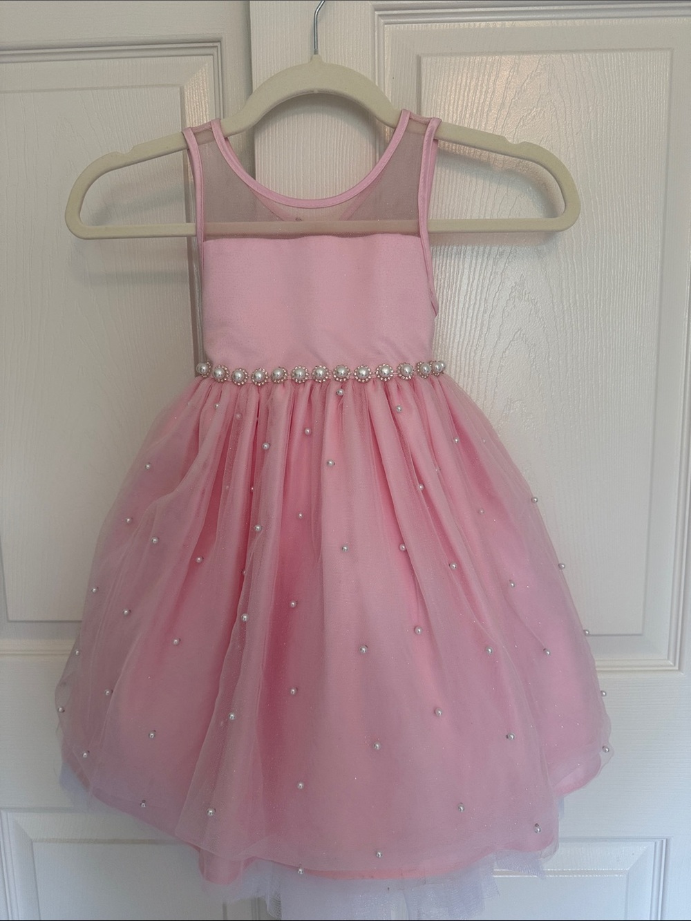 American Princess Pink Pearl Trim Tulle Dress